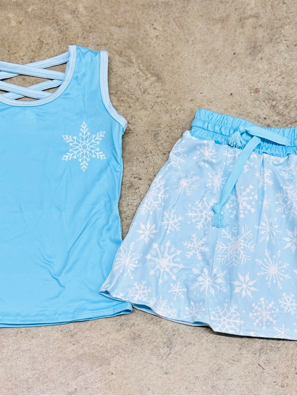 Elsa Frozen Inspired Light Blue Snowflake Kids Matching Set -
